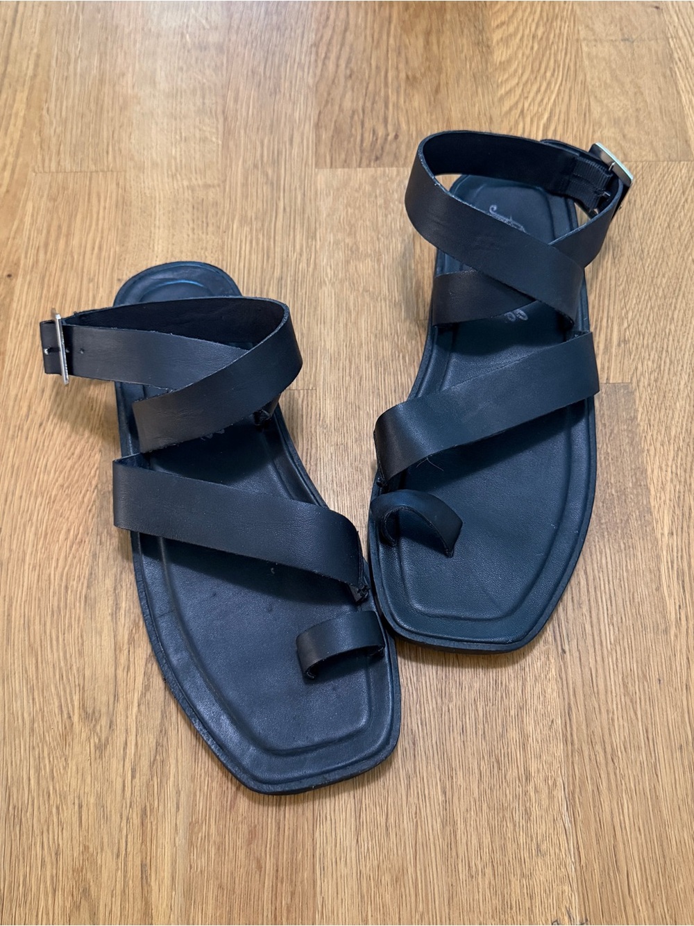 Free People 39 Black Leather Romeo Wrap Sandals